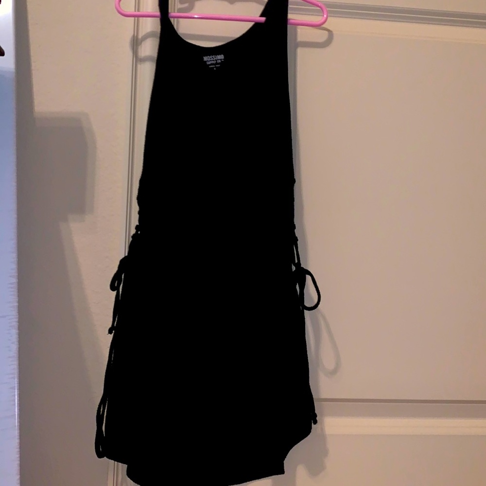 Cross-Stitched side Tank-Top, Black, Size Small